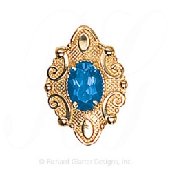 GS506 BT - 14 Karat Gold Blue Topaz Slide 